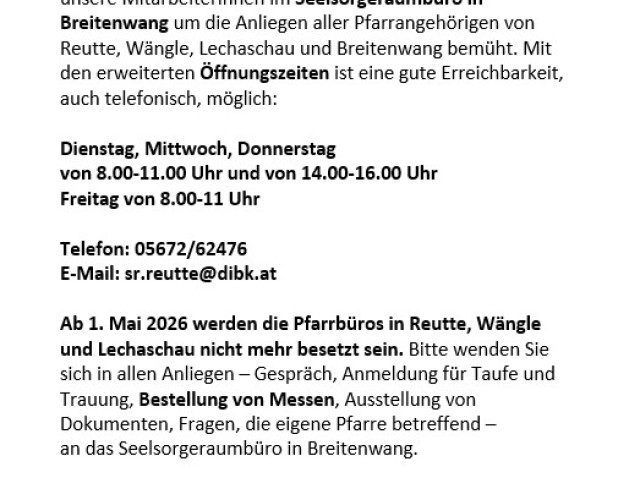Seelsorgeraumbüro in Breitenwang