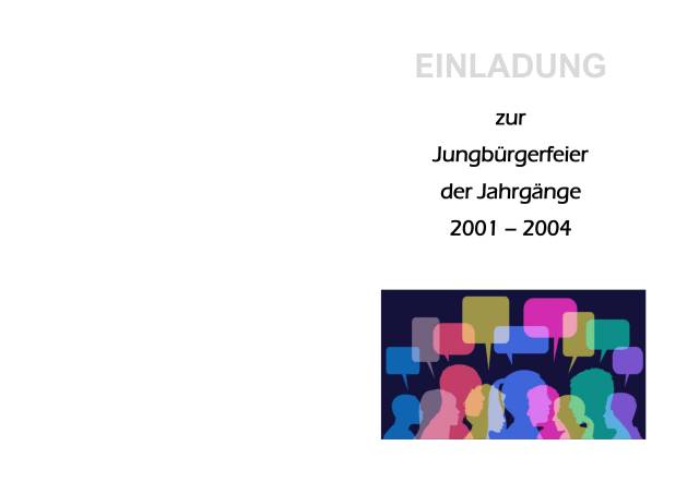 Jungbürgerfeier, Samstag 5. November 2022, hl. Messe 19.00 Uhr