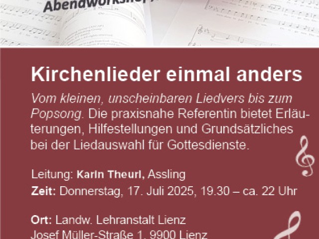 Kirchenlieder einmal anders - Abendworkshop im Rahmen der Kirchenmusikwoche 2025