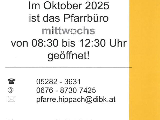 Geänderte Öffnungszeiten im Oktober